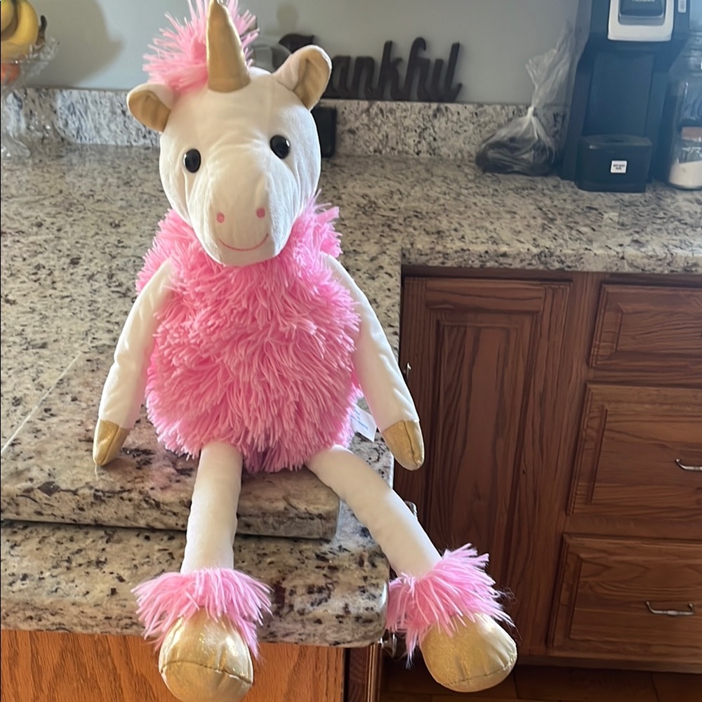 Large Pink and Gold Unicorn Plush Toy 23 inches long